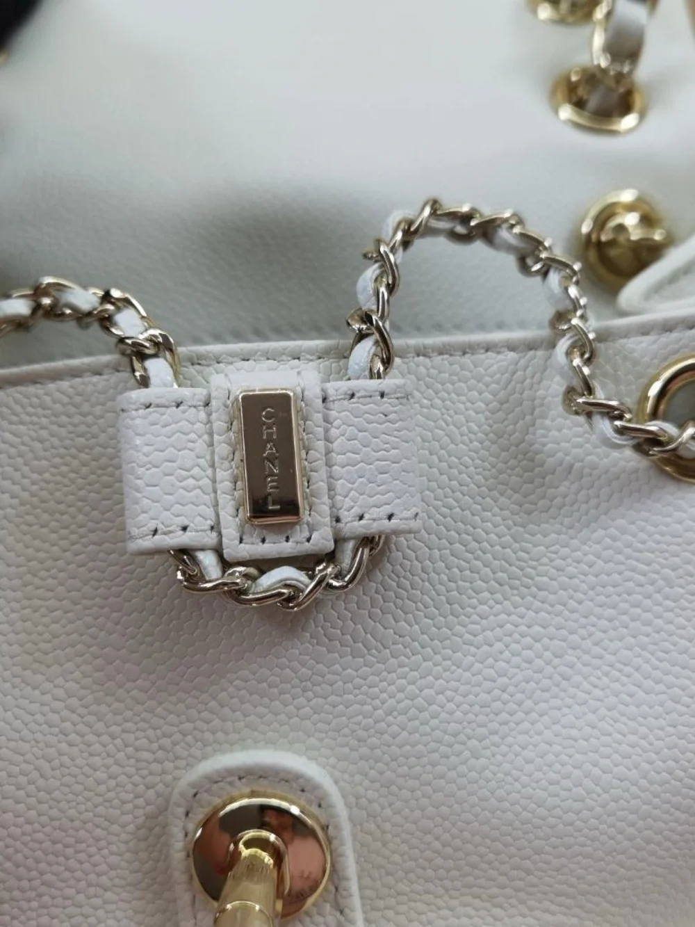 White Quilted Women’s Shoulder Bag with Gold Hardware